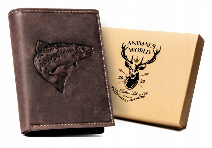 Portofel barbati din piele naturala Always Wild PTR-N4-CHM-FISH BR [1]