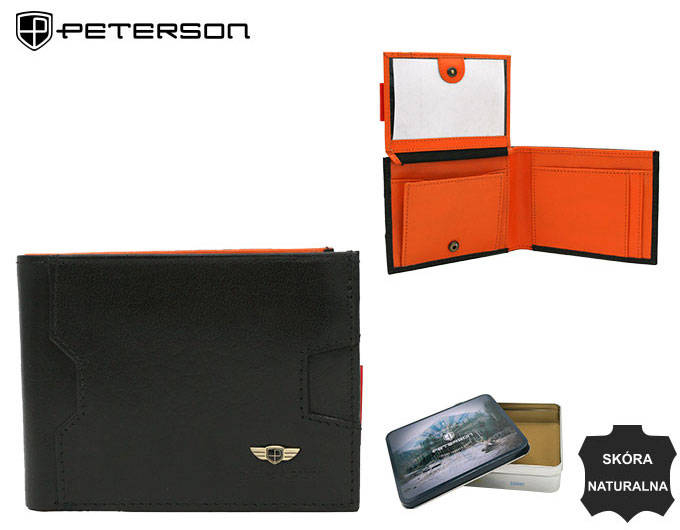 Portofel barbati din piele naturala Peterson PTR-PTN N79 2-1-1 BL-ORA [11]