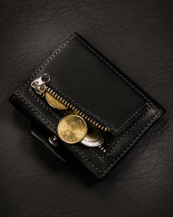 Portofel mic bărbătesc vertical, din piele, de culoare neagră, cu închidere cu capsă - Peterson PTR-PTN G710-GKA-4574 BL [9]