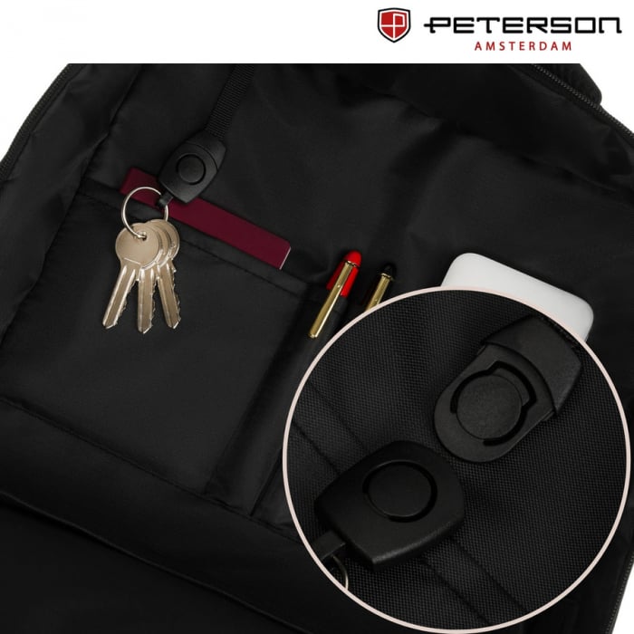 Rucsac negru de călătorie, perfect pentru bagajul de mână în avion - Peterson PTR-PTN 24421-5074 BLACK [30]