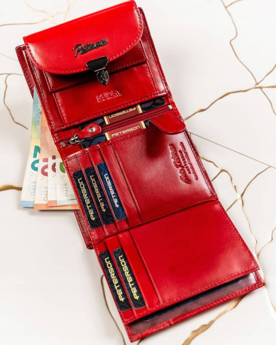 Set cadou dama Peterson PTR-PTN SET-D-19-KCS RED portofel dama din piele naturala + breloc [6]