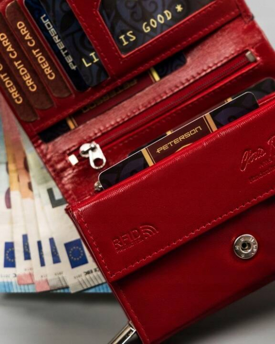 Set cadou portofel dama din piele naturala + breloc + pix Peterson PTR-PTN ZD34 [6]
