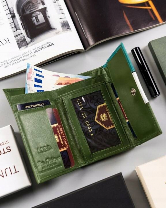 Set cadou portofel dama din piele naturala Peterson + parfum 50 ml Lizard PTR-PTN ZD31 [5]