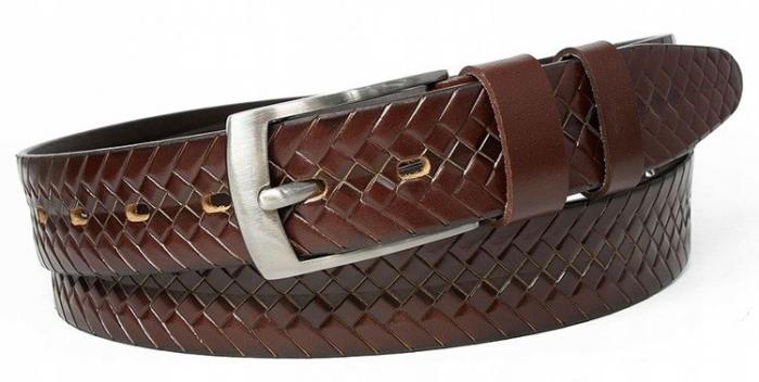 Stylowy, uniwersalny, pleciony pasek męski ze skóry naturalnej — Rovicky [3]