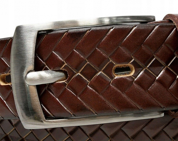 Stylowy, uniwersalny, pleciony pasek męski ze skóry naturalnej — Rovicky [4]