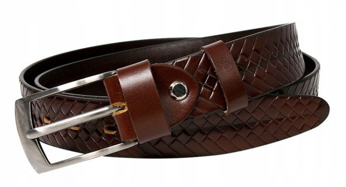 Stylowy, uniwersalny, pleciony pasek męski ze skóry naturalnej — Rovicky [2]