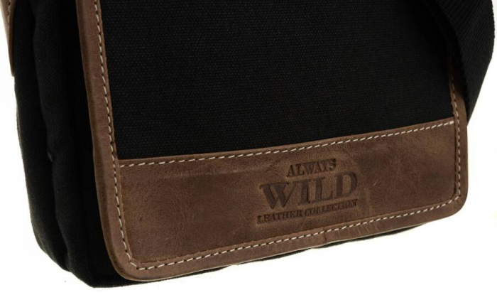Geanta messenger pentru barbati din material textil si piele naturala - Always Wild PTR-251-MHC BL [6]
