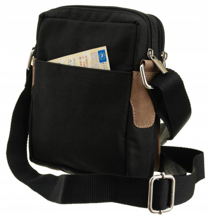 Geanta messenger pentru barbati din material textil si piele naturala - Always Wild PTR-251-MHC BL [5]