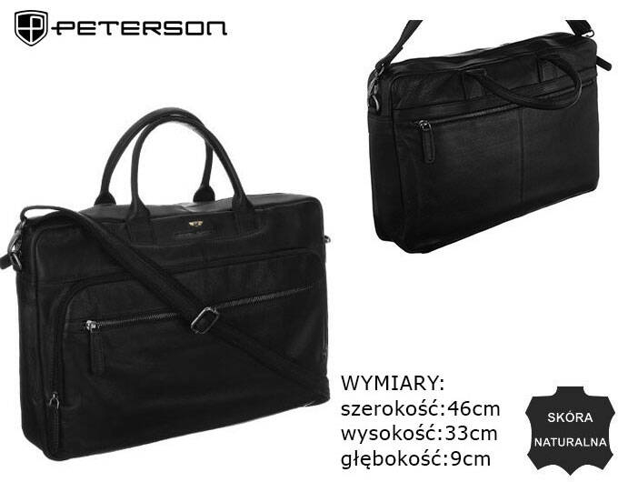 Geanta pentru laptop incapatoare pentru barbati din piele naturala - Peterson PTR-PTN LAP-513-NDM BL [10]