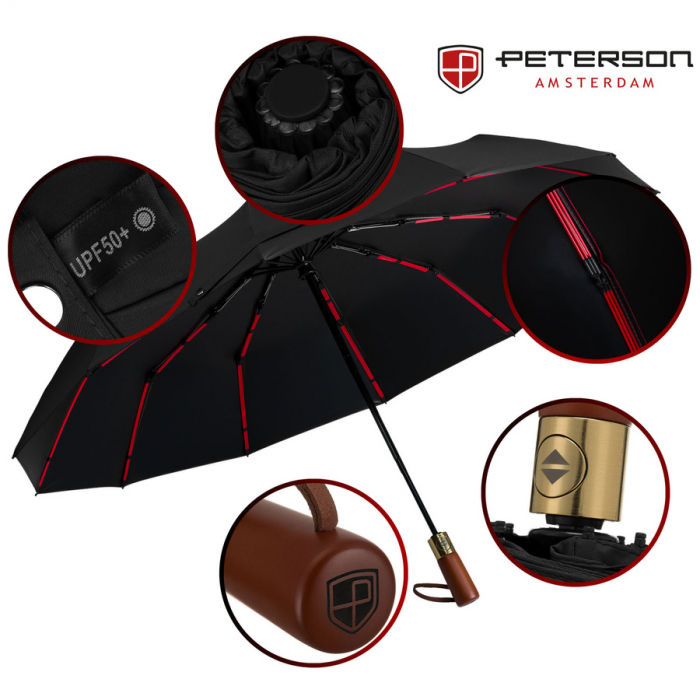 Umbrelă neagră pliabilă într-o husă elegantă - Peterson PTR-PTN UMB-01T-6089 BL [2]