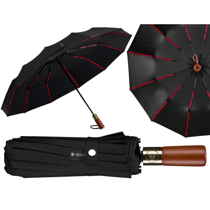 Umbrelă neagră pliabilă într-o husă elegantă - Peterson PTR-PTN UMB-01T-6089 BL [5]