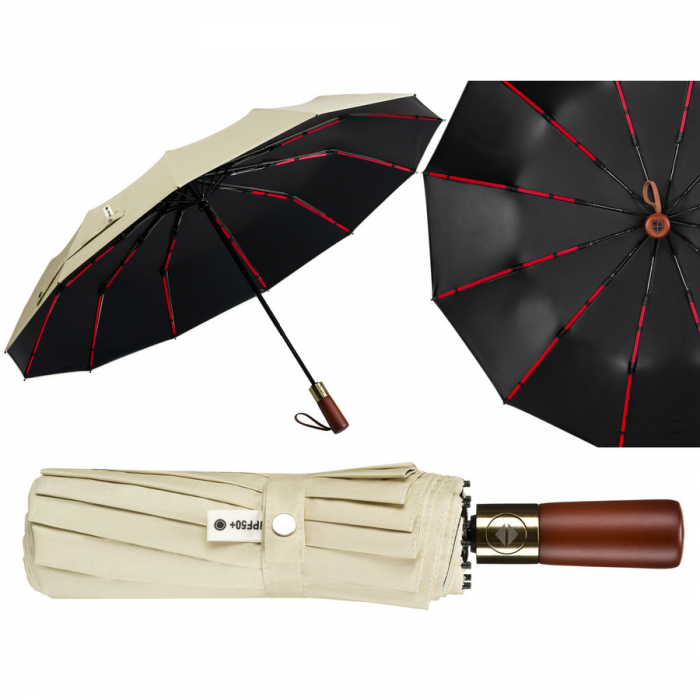 Umbrelă albă, de ploaie și soare, cu deschidere automată - Peterson PTR-PTN UMB-01T-6096 WHI [4]