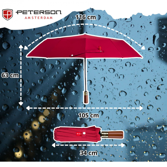 Umbrelă roșie, cu deschidere automată - Peterson PTR-PTN UMB-01T-6102 RED [7]