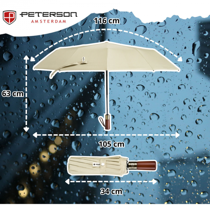 Umbrelă albă, de ploaie și soare, cu deschidere automată - Peterson PTR-PTN UMB-01T-6096 WHI [7]
