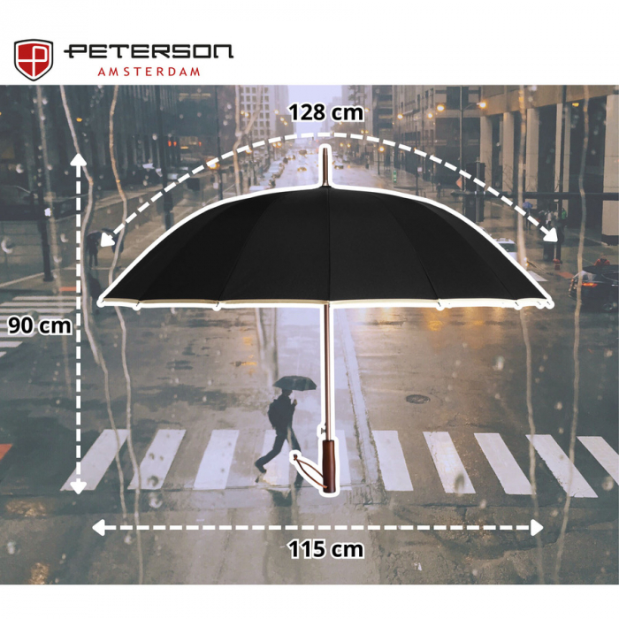 Umbrelă mare și elegantă, neagră - Peterson PTR-PTN UMB-02L-6119 BLA [4]