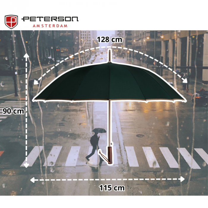 Umbrelă verde elegantă cu baldachin mare - Peterson PTR-PTN UMB-02L-6133 GRE [3]