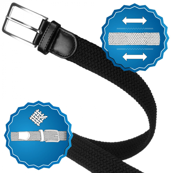 Curea neagra din material sintetic și piele ecologică - Rovicky PTR-R-PAR-PU-115-0987 BL [5]