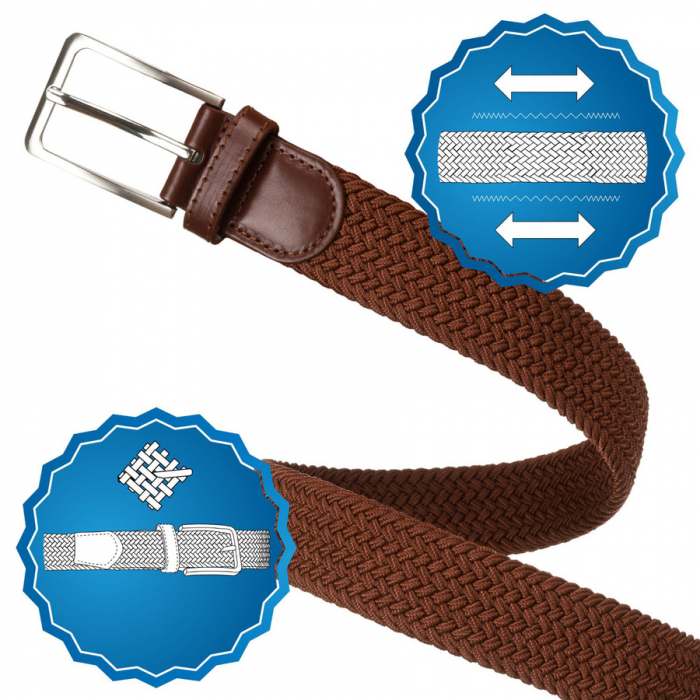 Curea maro din material sintetic și piele ecologică - Rovicky PTR-R-PAR-PU-115-0994 BR [5]