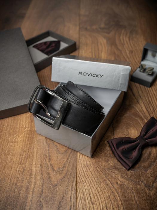 Uniwersalny skórzany pasek męski z klasyczną klamrą — Rovicky [3]