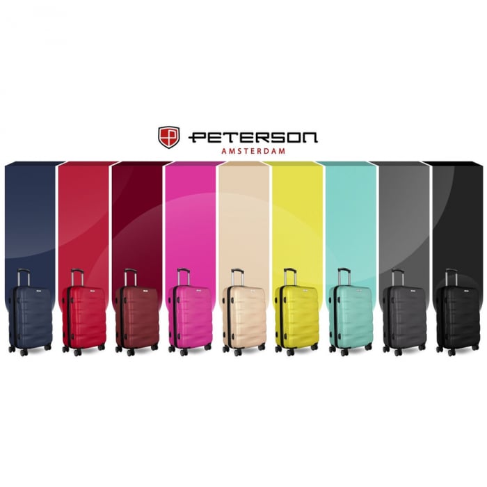 Troler mare de călătorie ABS+ vișinie cu lacăt cu combinație - Peterson PTR-PTN 5806-W-L-4497 PU [17]