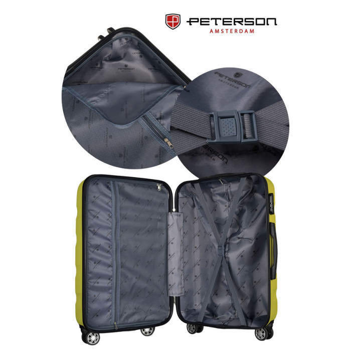 Troler mediu galben din ABS+ cu lacăt cu combinație - Peterson PTR-PTN 5806-W-M-4435 YE [6]