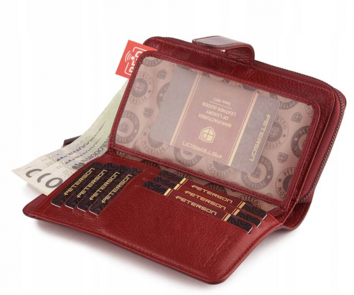 Set cadou portofel dama din piele naturala + breloc + pix Peterson PTR-PTN ZD29 [5]