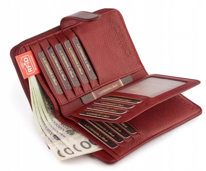 Set cadou portofel dama din piele naturala + breloc + pix Peterson PTR-PTN ZD29 [6]