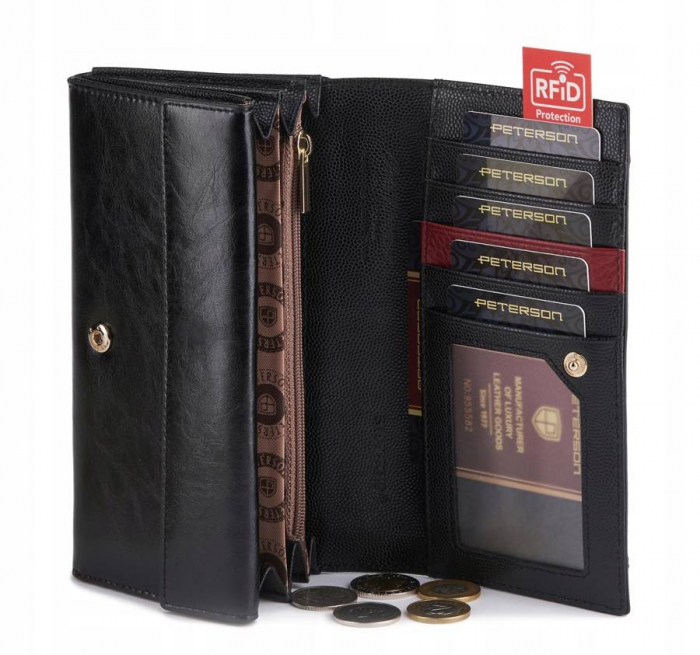Set cadou portofel dama din piele naturala + breloc + pix Peterson PTR-PTN ZD16 [8]