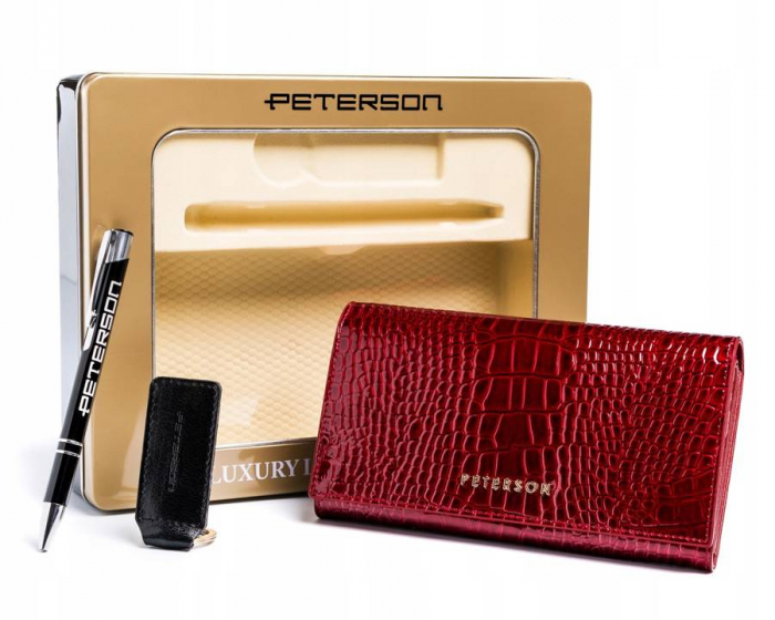 Set cadou portofel barbati din piele naturala + breloc + pix Peterson PTR-PTN ZD17 [2]