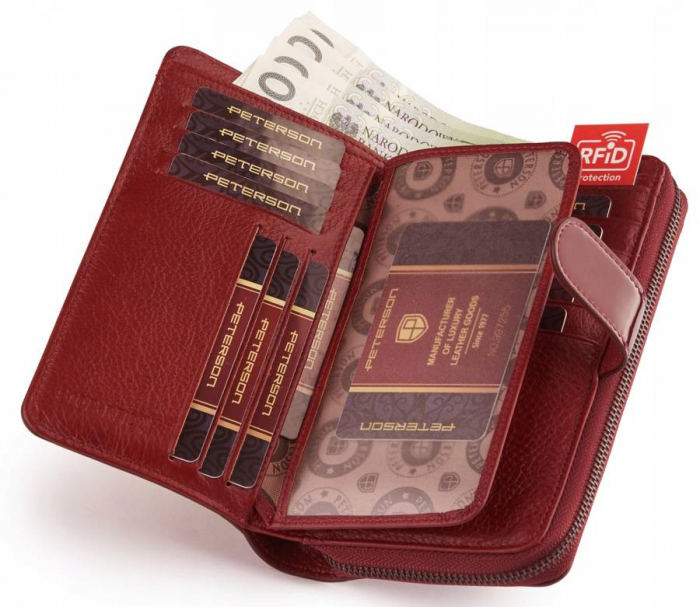 Set cadou portofel dama din piele naturala + breloc + pix Peterson PTR-PTN ZD29 [4]