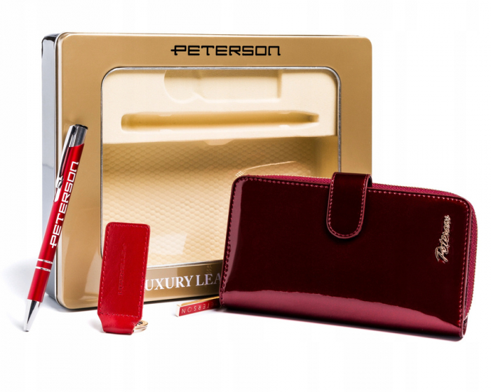 Set cadou portofel dama din piele naturala + breloc + pix Peterson PTR-PTN ZD29 [2]