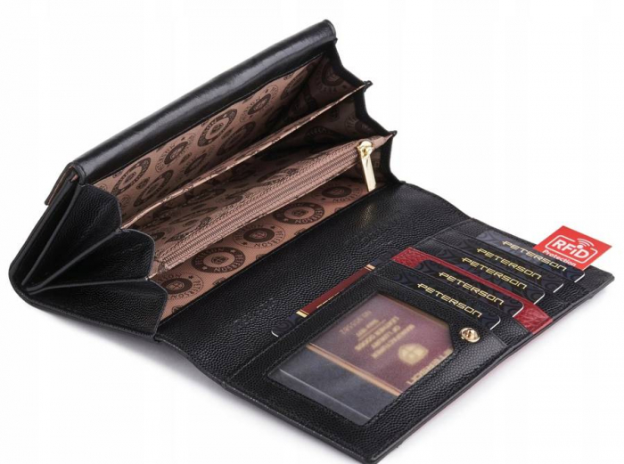 Set cadou portofel dama din piele naturala + breloc + pix Peterson PTR-PTN ZD16 [9]