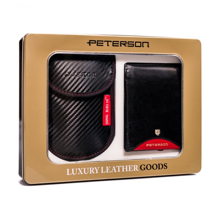 Set cadou portofel barbati din piele naturala + husa documente Peterson PTR-PTN ZM39 [1]