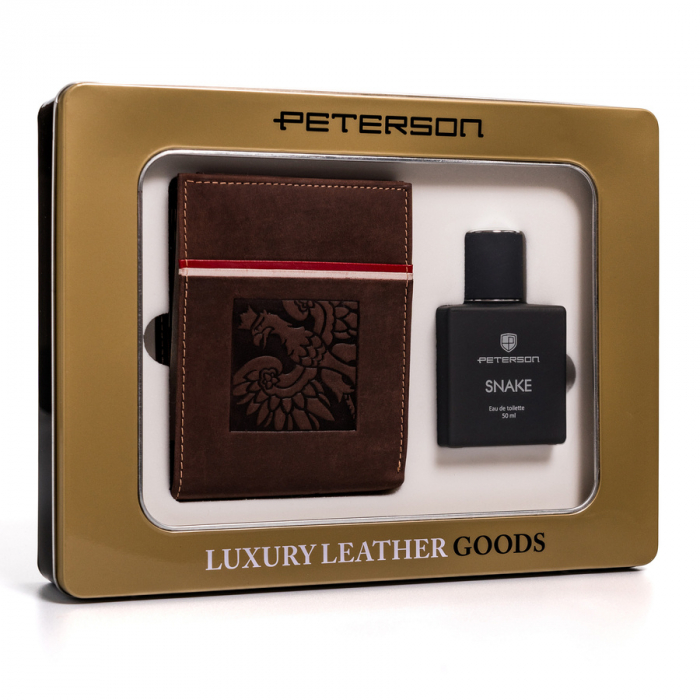 Set cadou portofel barbati din piele naturala si parfum 50 ml Peterson PTR-PTN ZM43 [1]