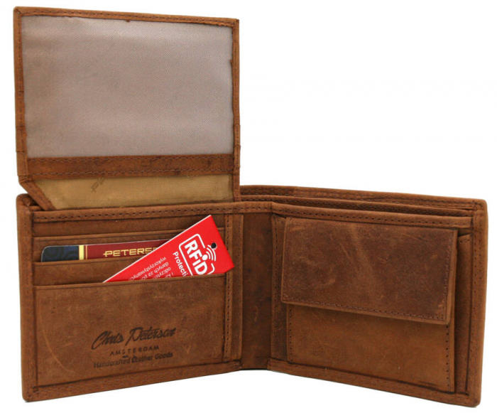 Set cadou portofel barbati din piele naturala + breloc Peterson PTR-PTN SET-M-N003-CHM C [11]