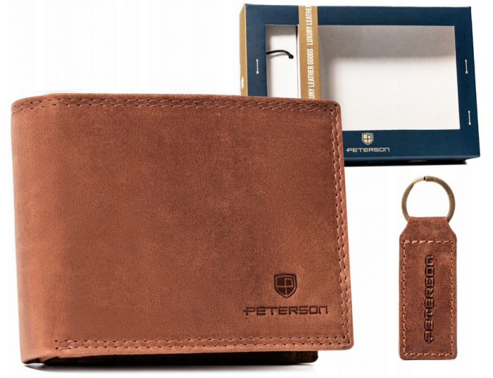 Set cadou portofel barbati din piele naturala + breloc Peterson PTR-PTN SET-M-N003-CHM C [16]