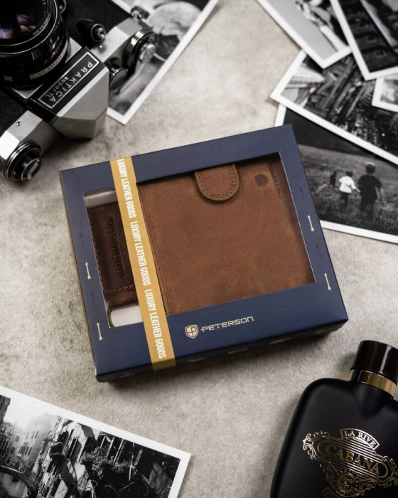 Set cadou portofel barbati din piele naturala si breloc Peterson PTR-PTN SET-M-N992L-CH C [11]