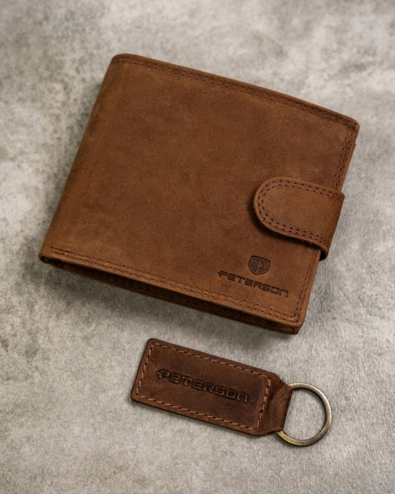Set cadou portofel barbati din piele naturala si breloc Peterson PTR-PTN SET-M-N992L-CH C [4]