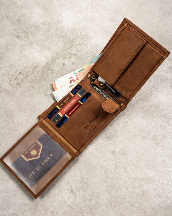 Set cadou portofel barbati din piele naturala si breloc Peterson PTR-PTN SET-M-N994-CHM C [8]