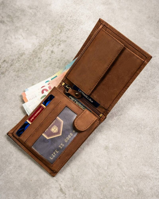 Set cadou portofel barbati din piele naturala si breloc Peterson PTR-PTN SET-M-N994-CHM C [7]