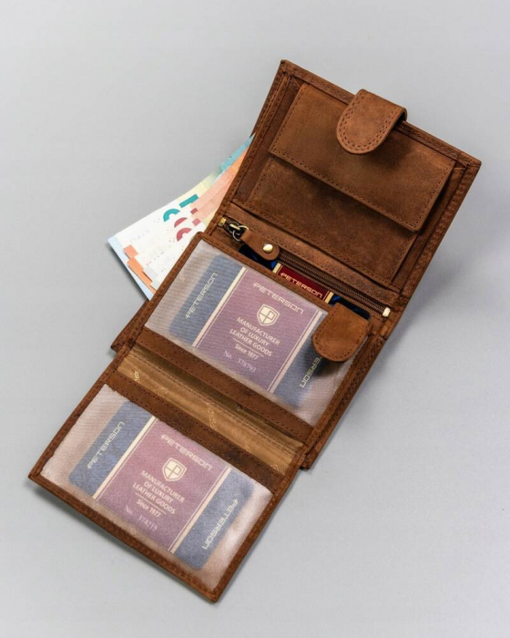 Set cadou portofel barbati din piele naturala + breloc Peterson PTR-PTN SET-M-N4L-CHM CO [9]