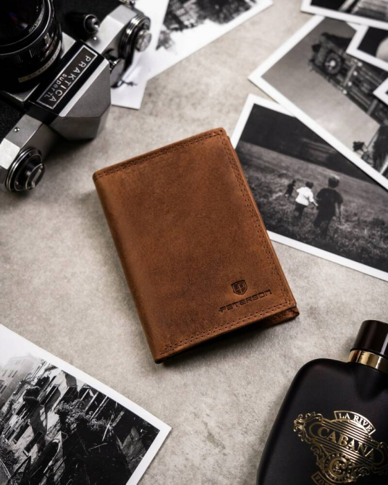 Set cadou portofel barbati din piele naturala si breloc Peterson PTN SET-M-1542-CHM C [2]