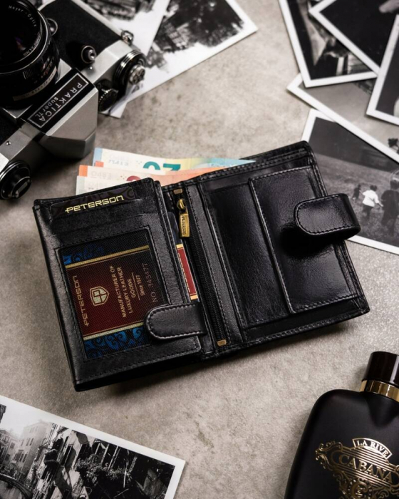 Set cadou portofel barbati din piele naturala + portcard + breloc Peterson PTR-PTN SET3-N4L-VT BL [6]