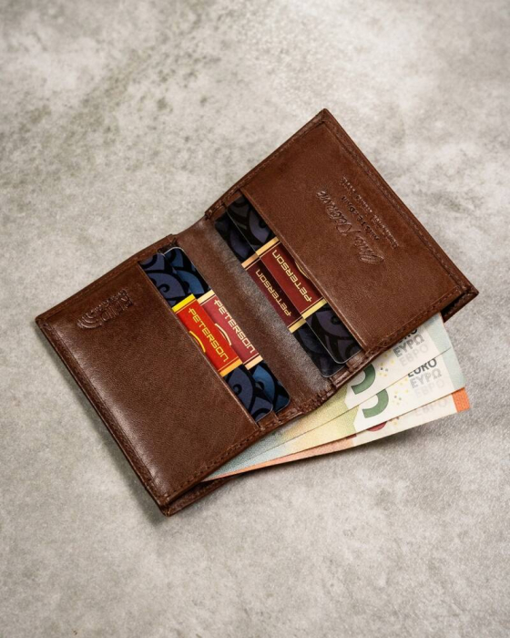 Set cadou portofel barbati din piele naturala + portcard + breloc Peterson PTR-PTN SET3-N4L-VT BR [10]