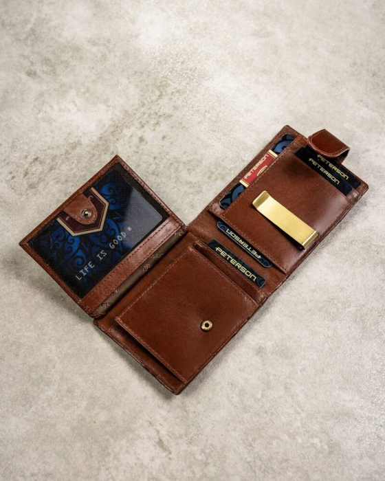 Set cadou portofel barbati din piele naturala + portcard + breloc Peterson PTR-PTN SET3-N78L-VT BR [11]