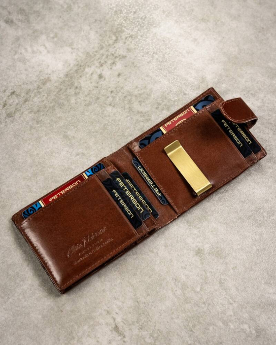 Set cadou portofel barbati din piele naturala + portcard + breloc Peterson PTR-PTN SET3-N78L-VT BR [10]
