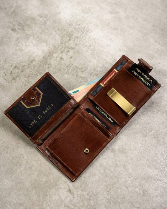 Set cadou portofel barbati din piele naturala + portcard + breloc Peterson PTR-PTN SET3-N79L-VT BR [10]