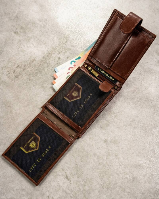 Set cadou portofel barbati din piele naturala + portcard + breloc Peterson PTR-PTN SET3-N992L-VT BR [8]