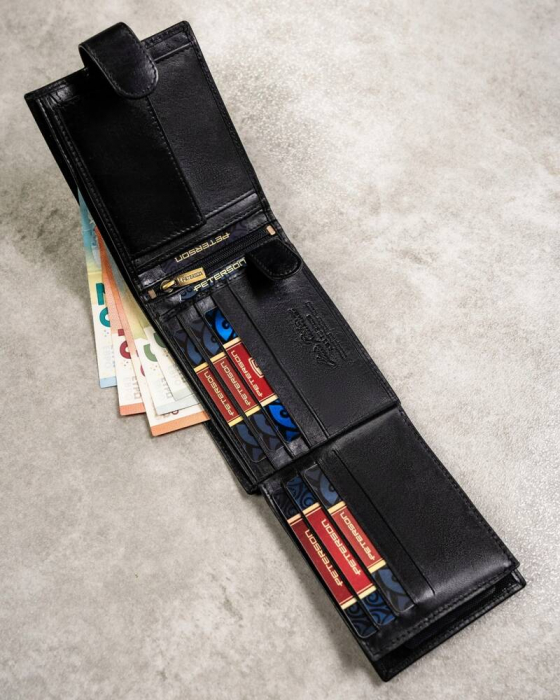 Set cadou portofel din piele naturala + portcard + breloc pentru barbati Peterson PTR-PTN SET3-N992L-VT BL [8]