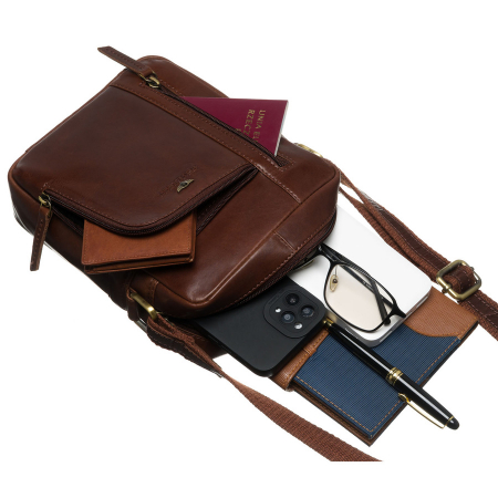 Geantă elegantă de tip messenger pentru bărbați, din piele naturală, maro - Peterson PTR-PTN YP002-TUM-0420 B [7]